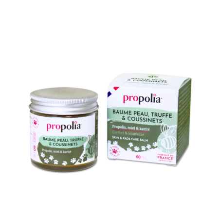 Natural balm for pets’ skin and paws with propolis, honey, and shea