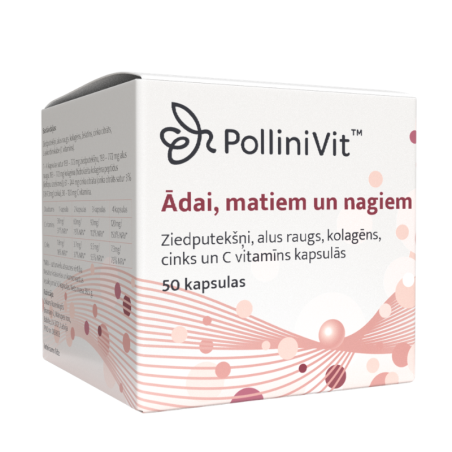 PolliniVit Ādai, matiem un nagiem, ziedputekšņu kapsulas